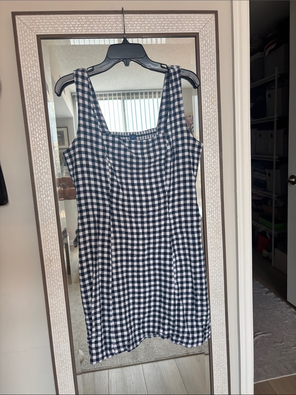 Old Navy White and Navy Gingham Tank Dress